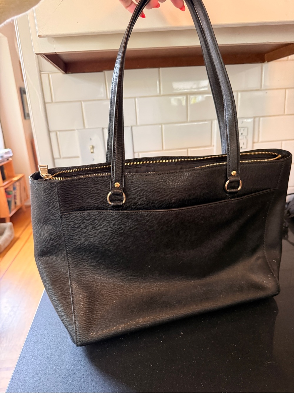 Coach Black Leather Laptop Tote with Gold Hardware - Picture 2 of 11